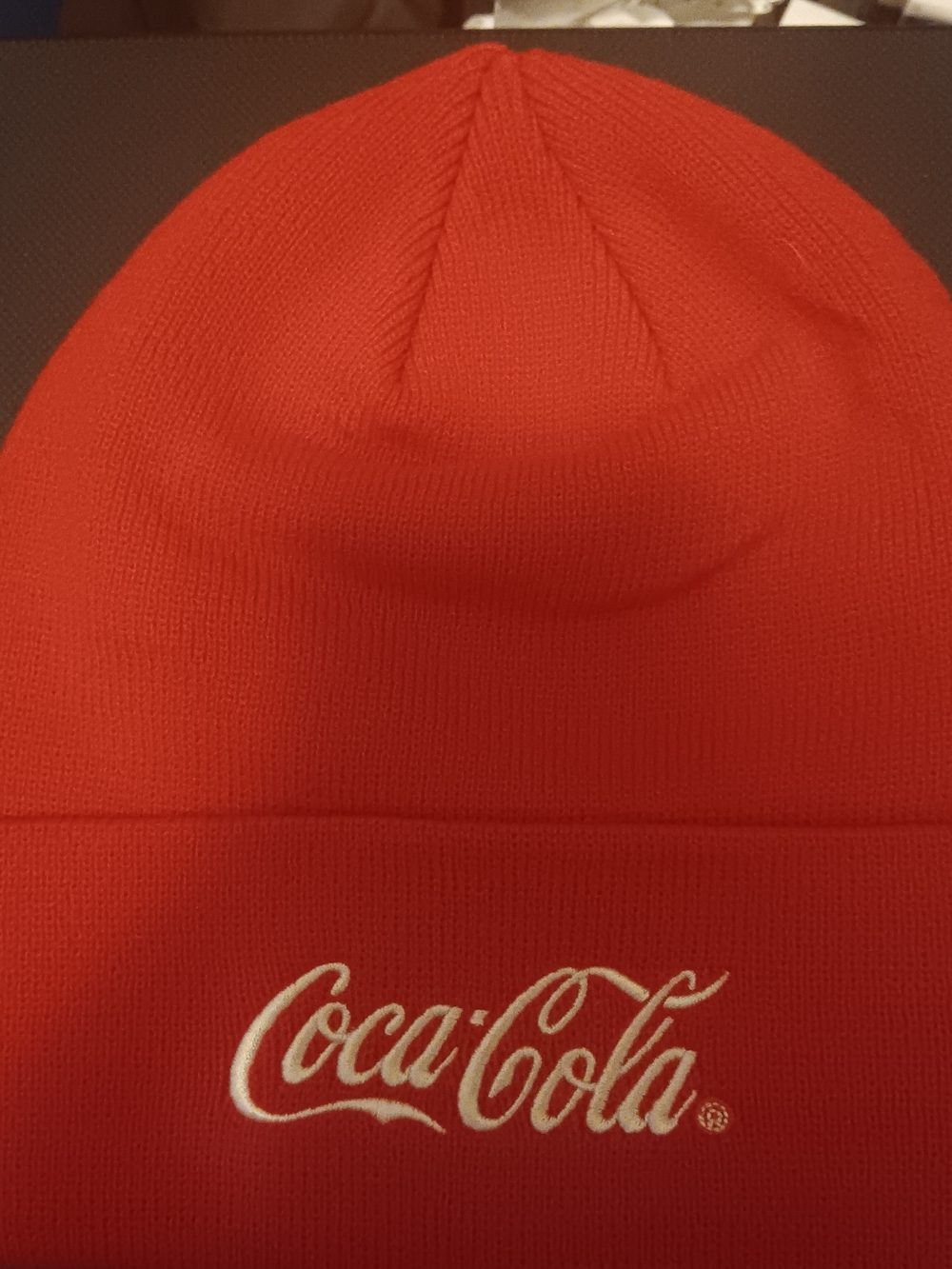 Coca Cola White Logo Red Beanie Hat - Men's Knit Cap